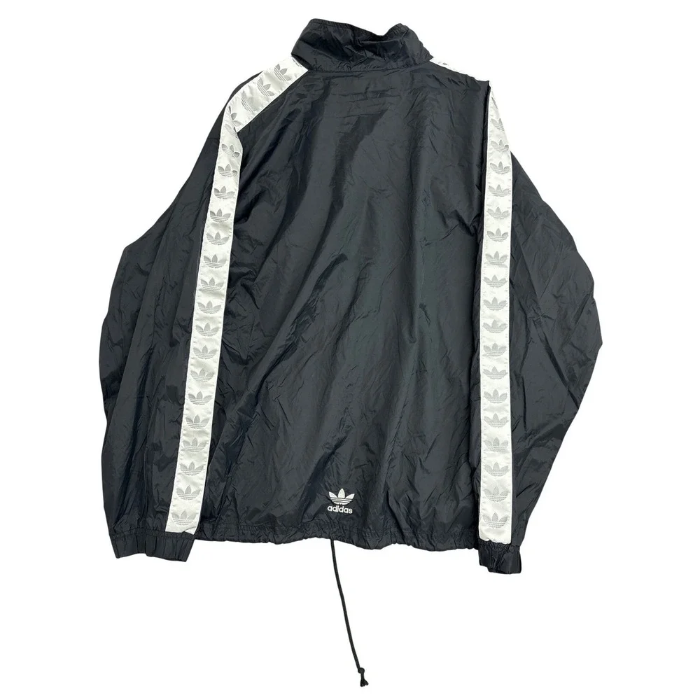 Adidas Originals Mens XL Black Trefoil Tape Sleeve Windbreaker Jacket AHN001